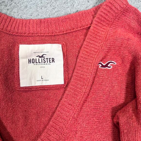 Hollister Y2K Long Sleeve Deep-V Rabbit Hair Blend Women’s Large Orange Sweater - Picture 2 of 8